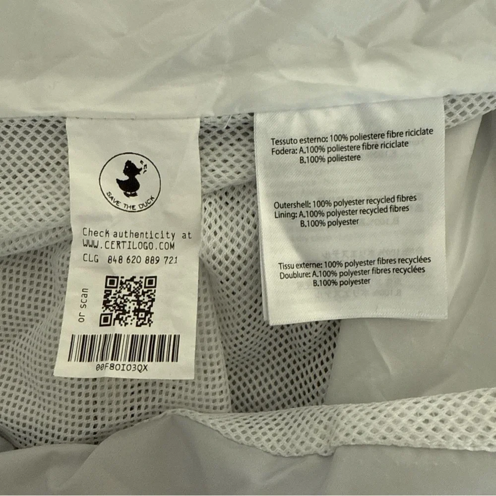 Save The Duck Women’s Grey Breathable Recycled Shell Rain Jacket Size 1X